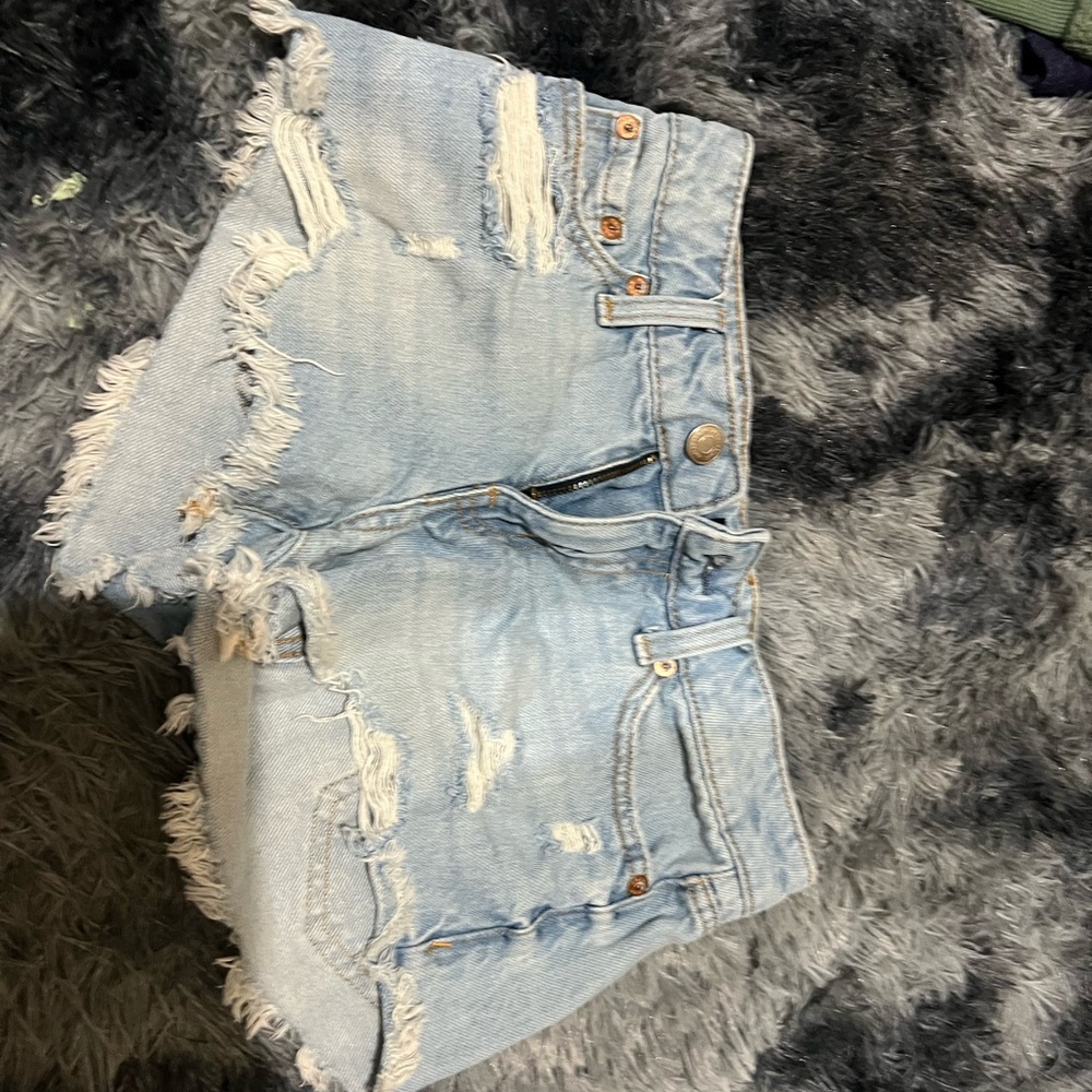 Aeropostale Blue Jean Shorts Distressed Light Wash